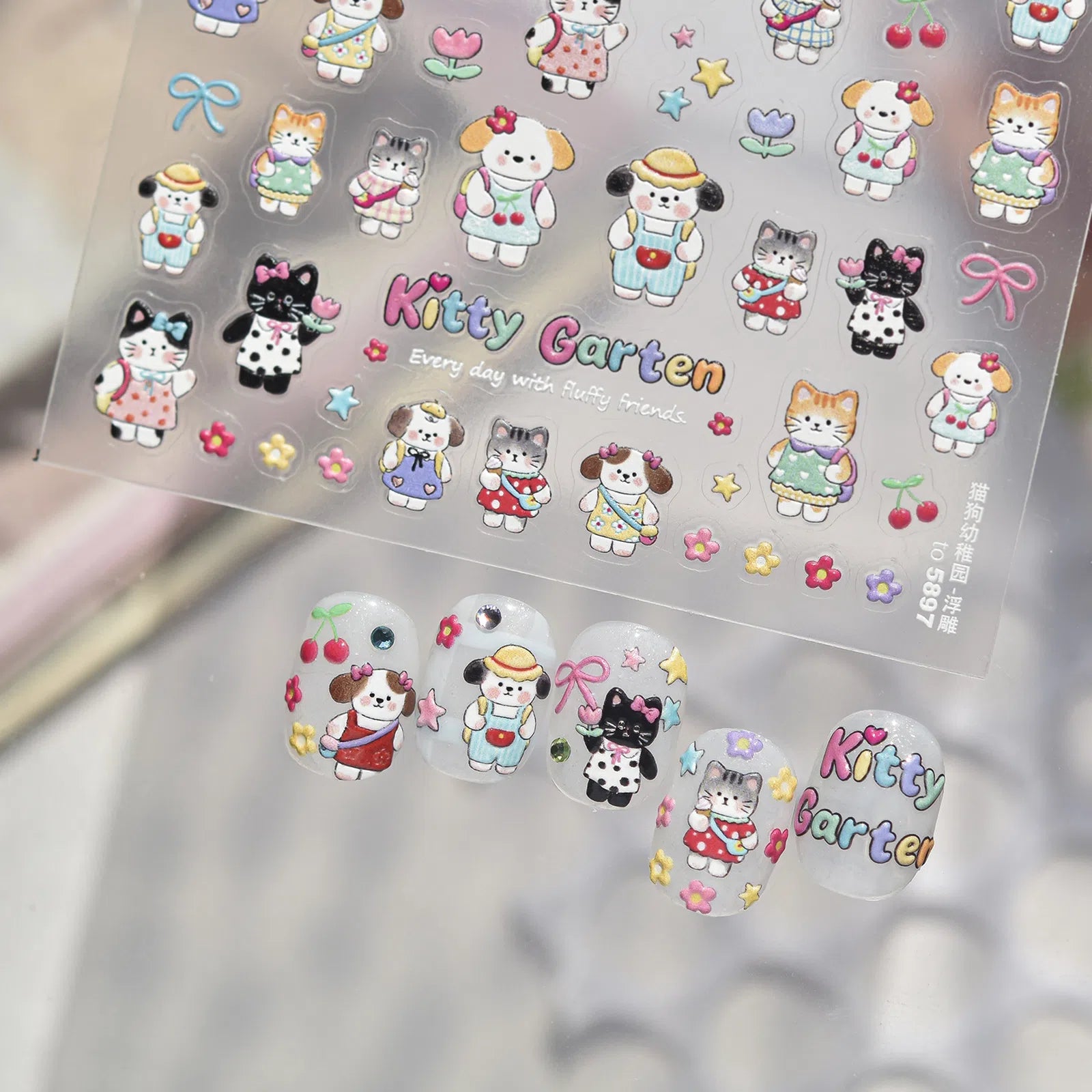 Dopamine Girl Nail Stickers | Kawaii Character Nail Art Decals - image 2
