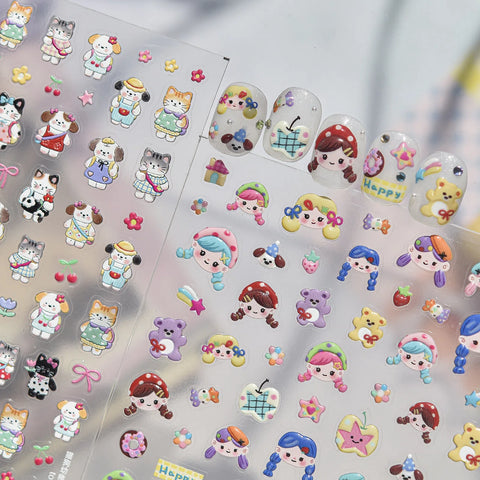 Dopamine Girl Nail Stickers | Kawaii Character Nail Art Decals - image 3
