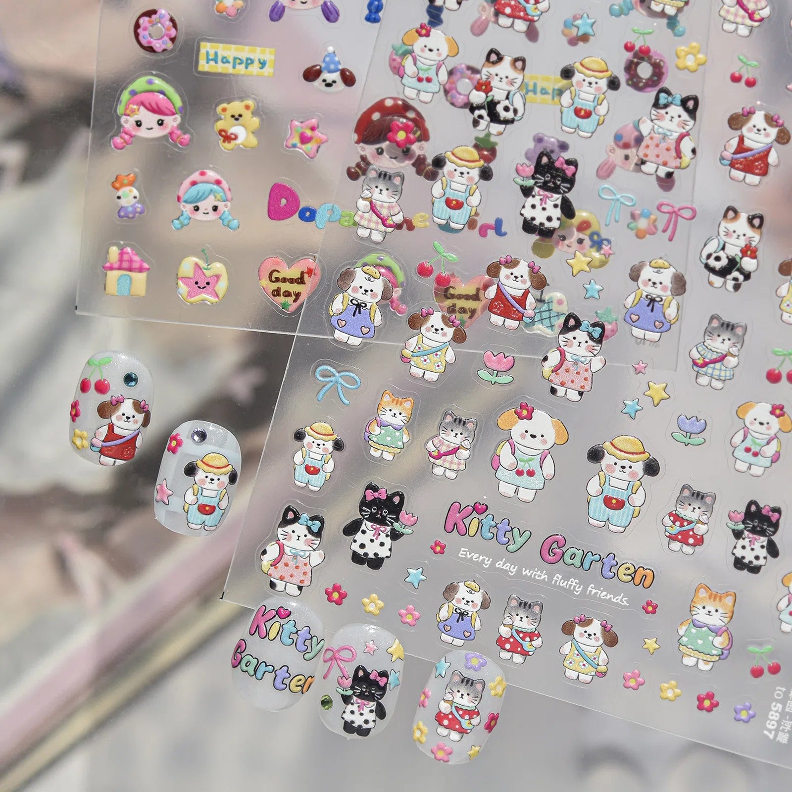 Dopamine Girl Nail Stickers | Kawaii Character Nail Art Decals - image 4