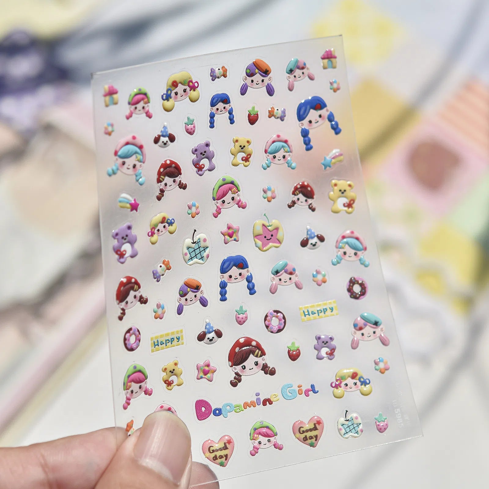 Dopamine Girl Nail Stickers | Kawaii Character Nail Art Decals - to5985 variant image