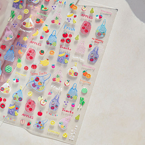 Cute Fruit Nail Stickers, Fruit Nail Decals, Cute Summer Nail Stickers, Fruit Nail Art, 3D Nail Stickers, Cute Manicure, DIY Nails