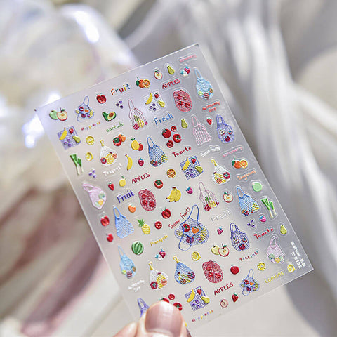 Cute Fruit Nail Stickers, Fruit Nail Decals, Cute Summer Nail Stickers, Fruit Nail Art, 3D Nail Stickers, Cute Manicure, DIY Nails