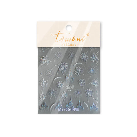 MS756-silver-glitter Firework Castle Nail Stickers variant image - Tomoni Nail Art