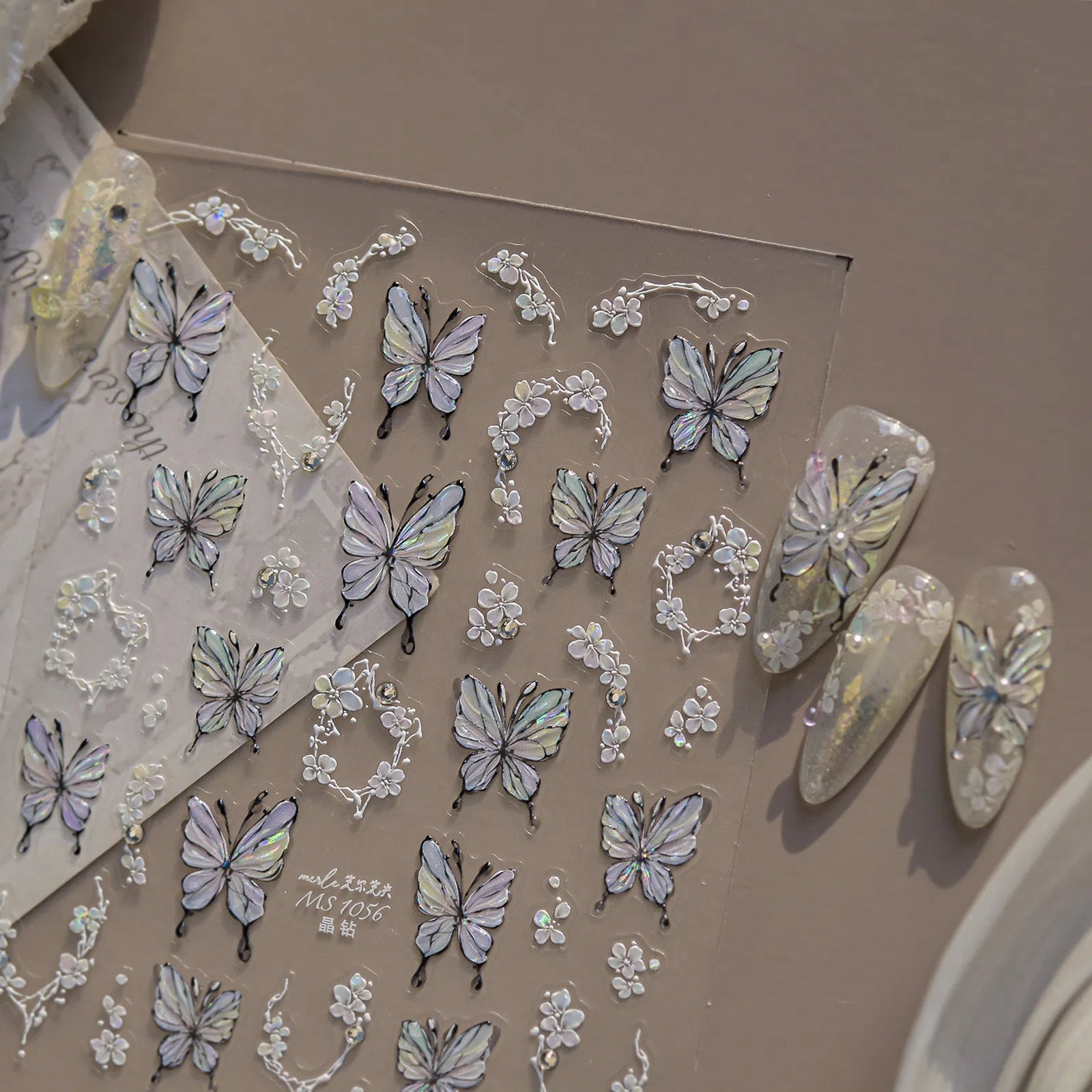 Flower Butterfly Nail Stickers | Elegant Floral Nail Art Decals - image 2
