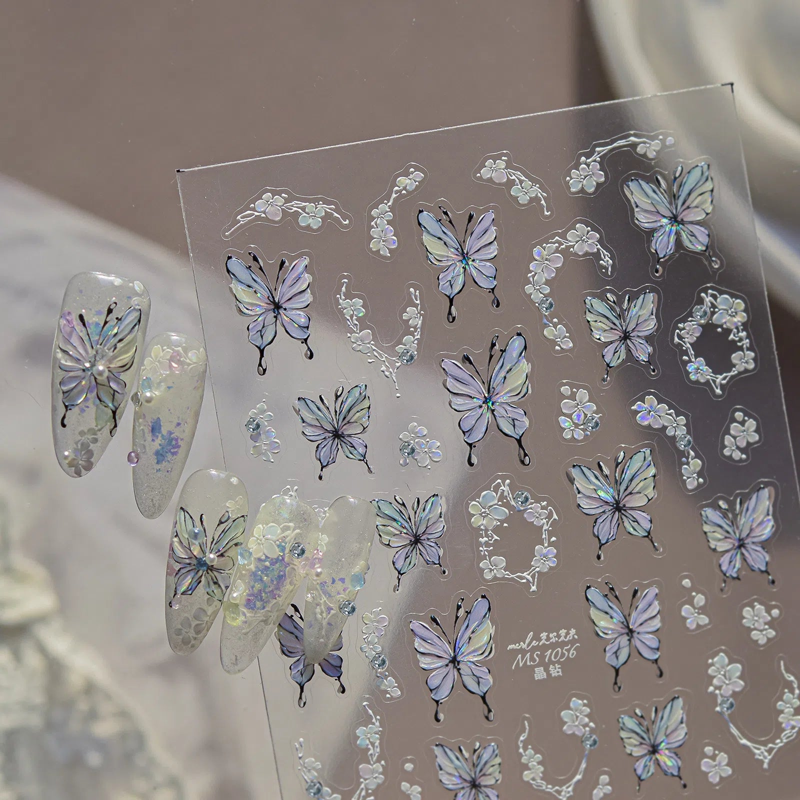 Flower Butterfly Nail Stickers | Elegant Floral Nail Art Decals - image 3