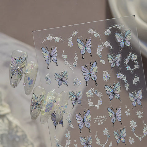 Flower Butterfly Nail Stickers | Elegant Floral Nail Art Decals - image 3