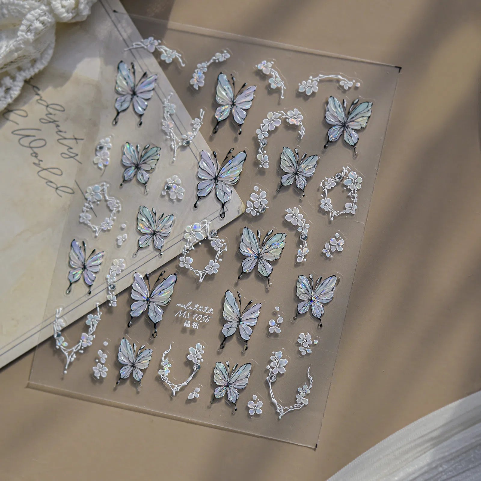 Flower Butterfly Nail Stickers | Elegant Floral Nail Art Decals - image 4