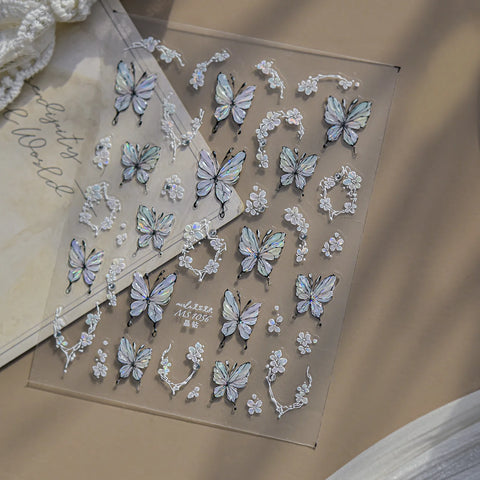Flower Butterfly Nail Stickers | Elegant Floral Nail Art Decals - image 4
