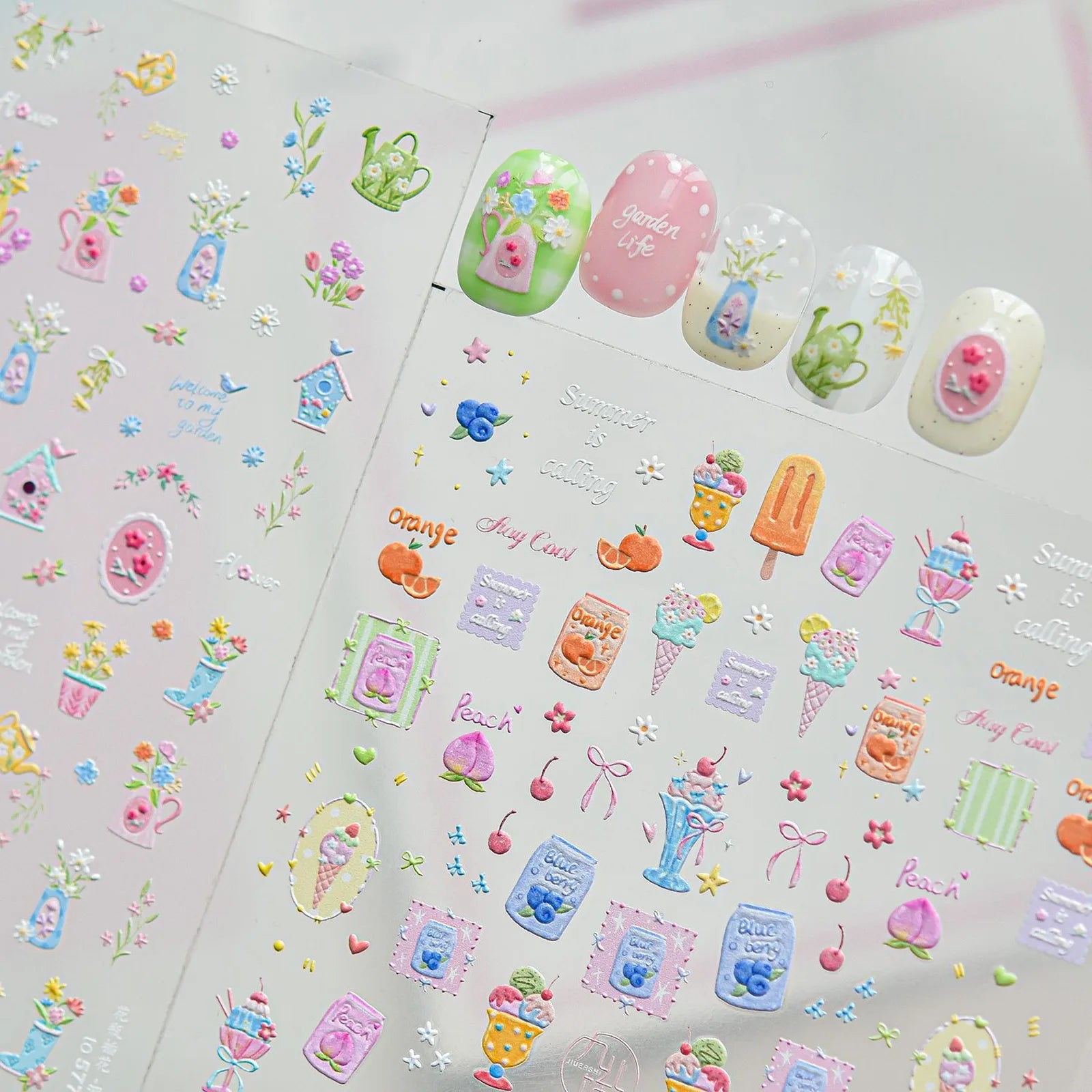 Flower Vase Nail Stickers | Hand Drawn Floral Nail Art Decals - image 3