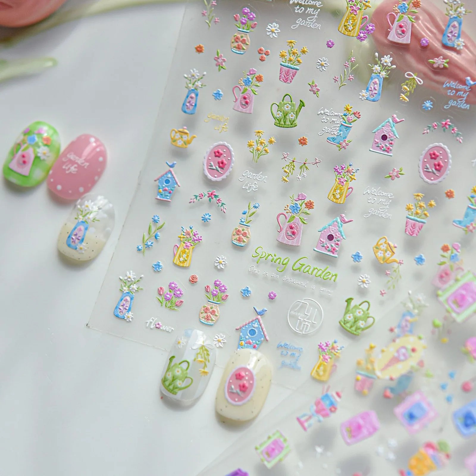 Flower Vase Nail Stickers | Hand Drawn Floral Nail Art Decals - image 4