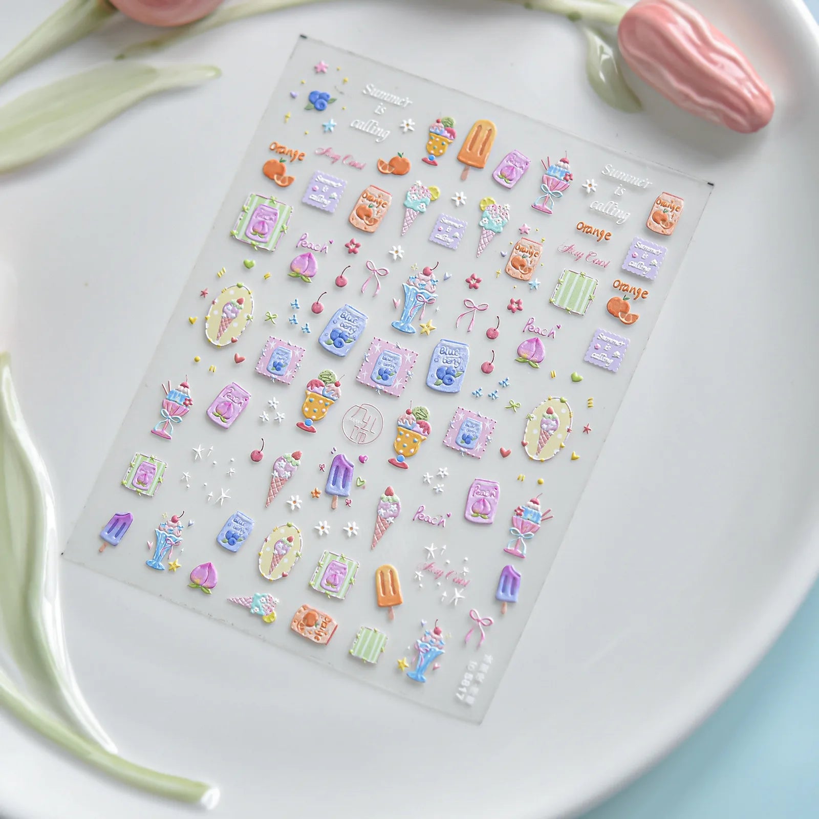 Flower Vase Nail Stickers | Hand Drawn Floral Nail Art Decals - to5817 variant image