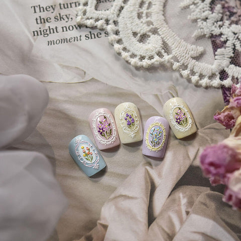 Flower Frame Nail Stickers, Aesthetic Flower Nail Stickers, Flower Nail Decals, Spring Nail Art, Flower Manicure, Nail Decal Art, to5103