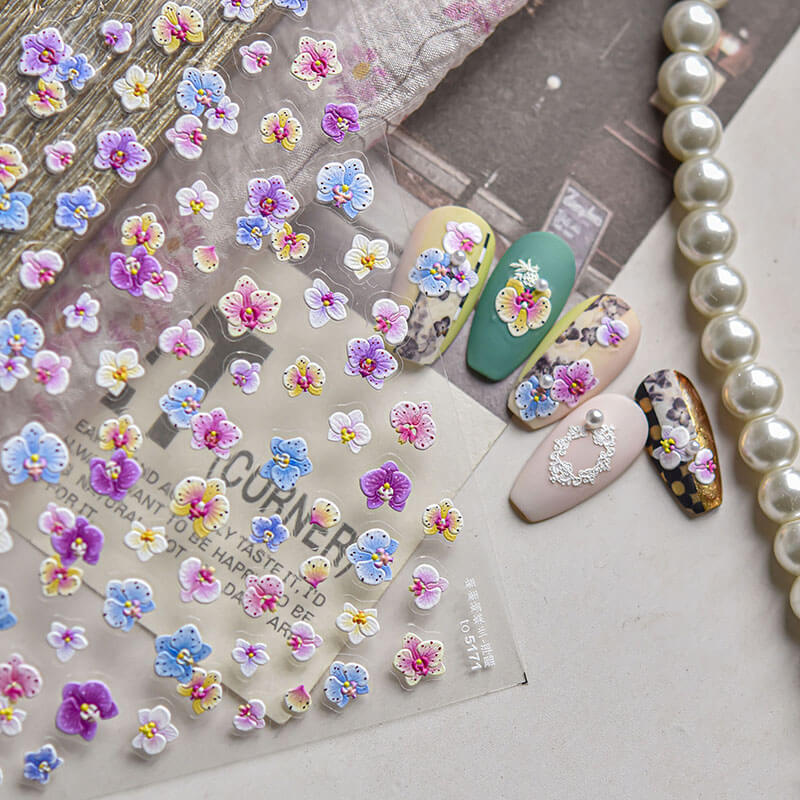 Flower Nail Stickers, Flower Nail Decals, Floral Nail Art, Aesthetic Flower Nails, Floral Manicure, to5171