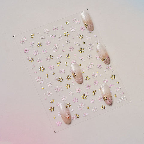 Small Pink Flower Nail Stickers, Flower Nail Decals, Cherry Blossoms Nail Stickers, Spring Flower Nail Decal, Pink Flower Nail Art