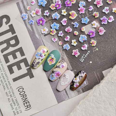 Flower Nail Stickers, Flower Nail Decals, Floral Nail Art, Aesthetic Flower Nails, Floral Manicure, to5171