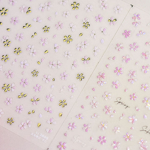Small Pink Flower Nail Stickers, Flower Nail Decals, Cherry Blossoms Nail Stickers, Spring Flower Nail Decal, Pink Flower Nail Art