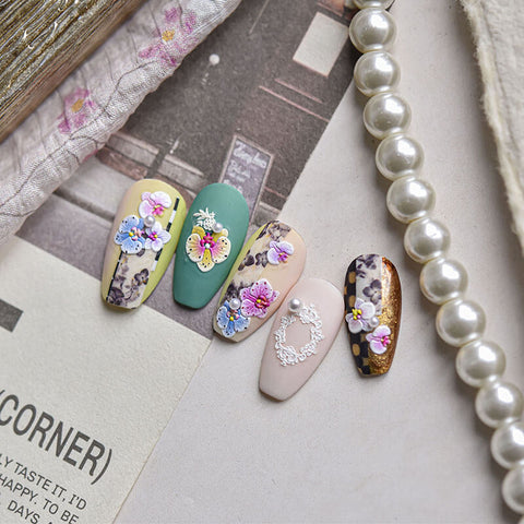 Flower Nail Stickers, Flower Nail Decals, Floral Nail Art, Aesthetic Flower Nails, Floral Manicure, to5171