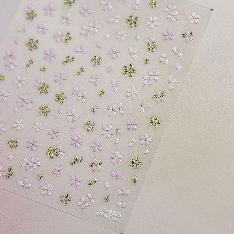 Small Pink Flower Nail Stickers, Flower Nail Decals, Cherry Blossoms Nail Stickers, Spring Flower Nail Decal, Pink Flower Nail Art