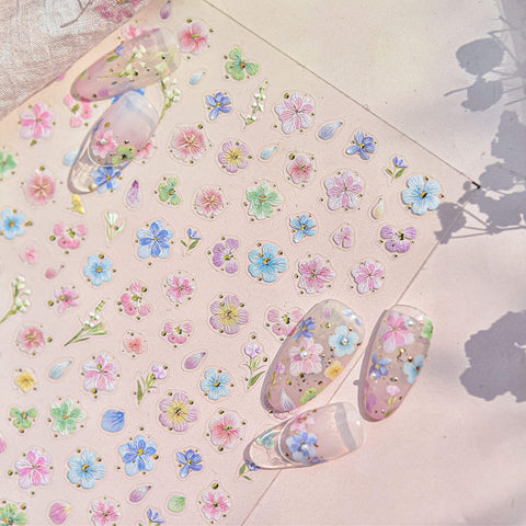Spring Flower Nail Stickers, Flower Nail Decals, Floral Nail Stickers, Floral Nail Art, DIY Nails, Dainty Flower Nail Design-to5026