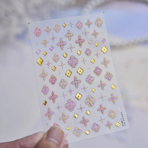 Four Leaf Clover Nail Stickers | Lucky Nail Art Decals - to6012-gold variant image