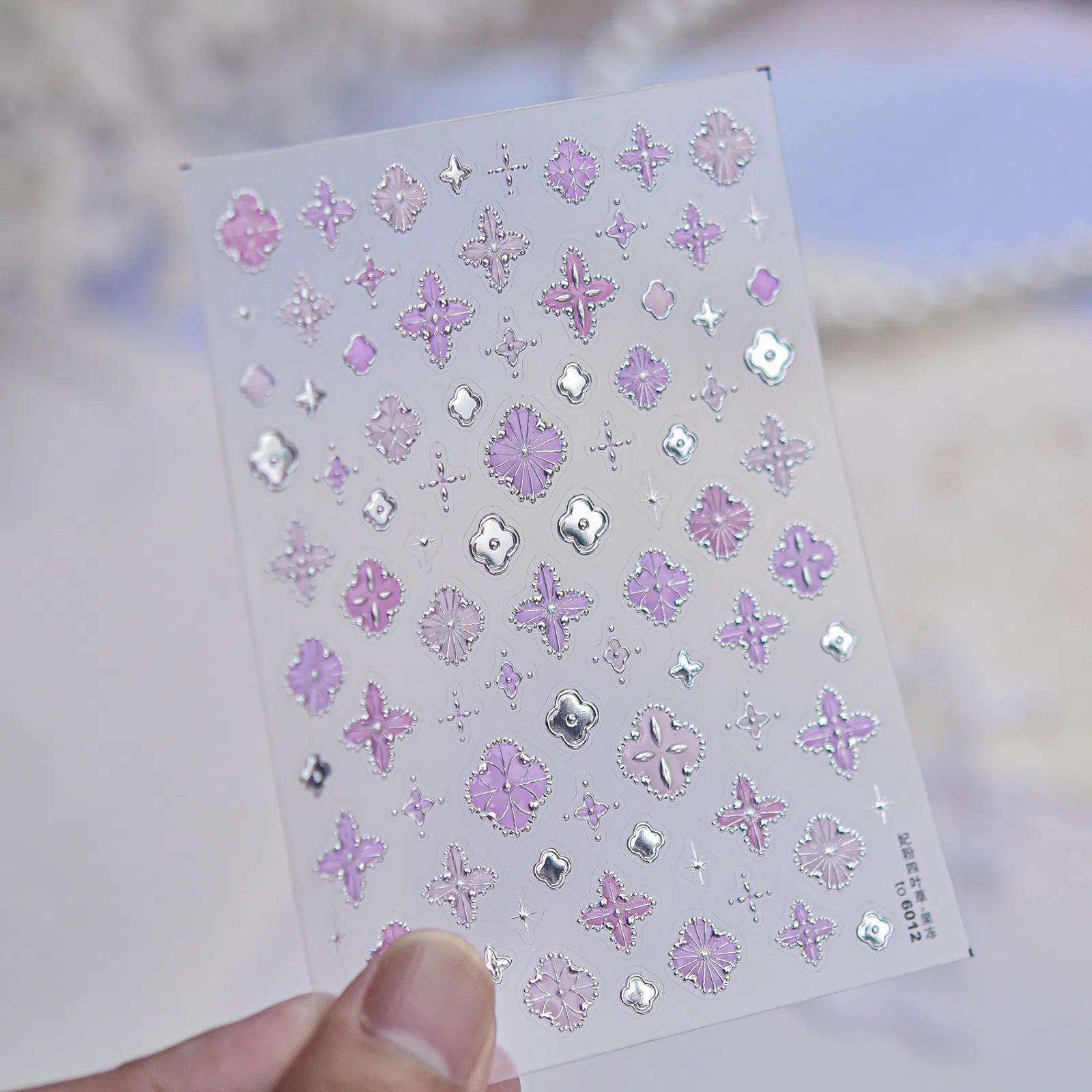 Four Leaf Clover Nail Stickers | Lucky Nail Art Decals - to6012-silver variant image