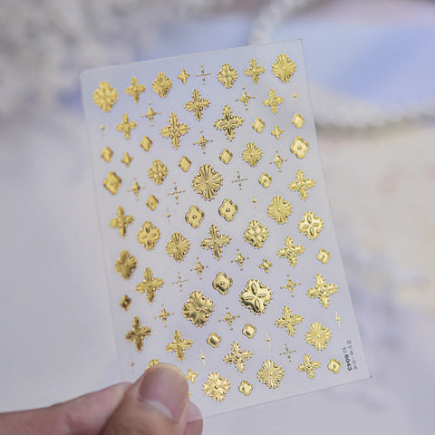 Four Leaf Clover Nail Stickers | Lucky Nail Art Decals - to6043-gold variant image