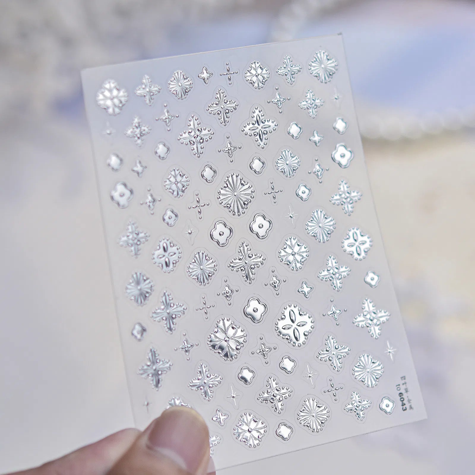 Four Leaf Clover Nail Stickers | Lucky Nail Art Decals - to6043-silver variant image