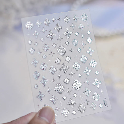 Four Leaf Clover Nail Stickers | Lucky Nail Art Decals - to6043-silver variant image