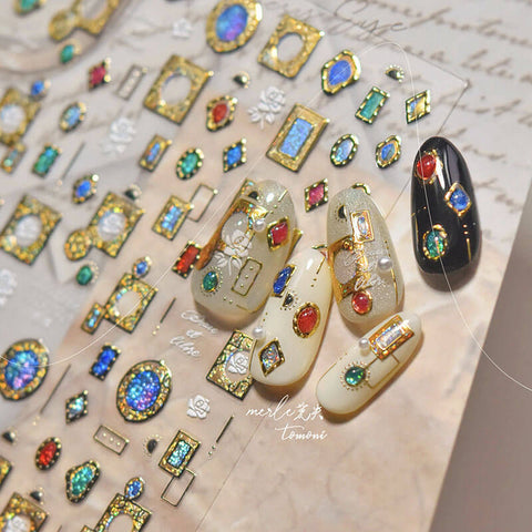 Gold Frame Nail Stickers, Gold Nail Decals,  Gemstone Style Nail Stickers, Gold Nail Art, DIY Nails, Gemstone Nail Decals, Gold Nail Design