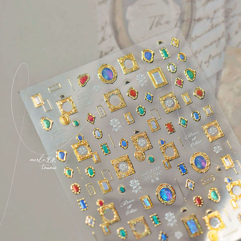 Gold Frame Nail Stickers, Gold Nail Decals,  Gemstone Style Nail Stickers, Gold Nail Art, DIY Nails, Gemstone Nail Decals, Gold Nail Design