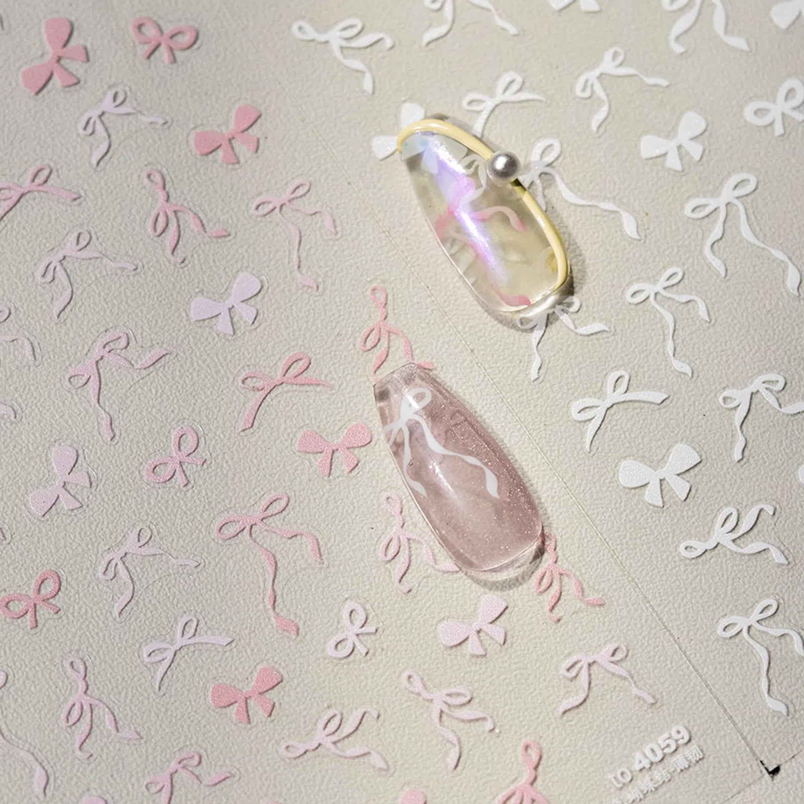 French Bow Nail Stickers | Coquette Ribbon Nail Art Decals - image 2