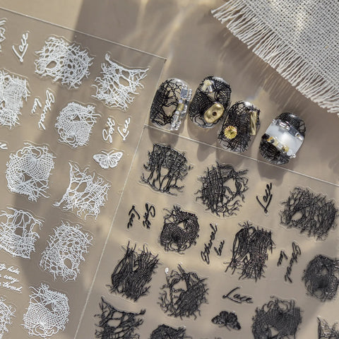 French Lace Butterfly Nail Stickers - nail art product image 2