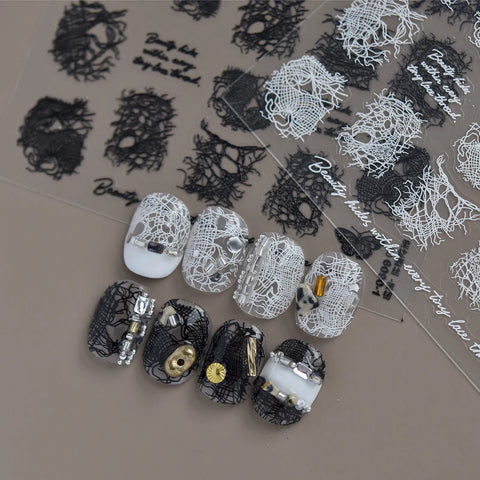 French Lace Butterfly Nail Stickers - nail art product image 5