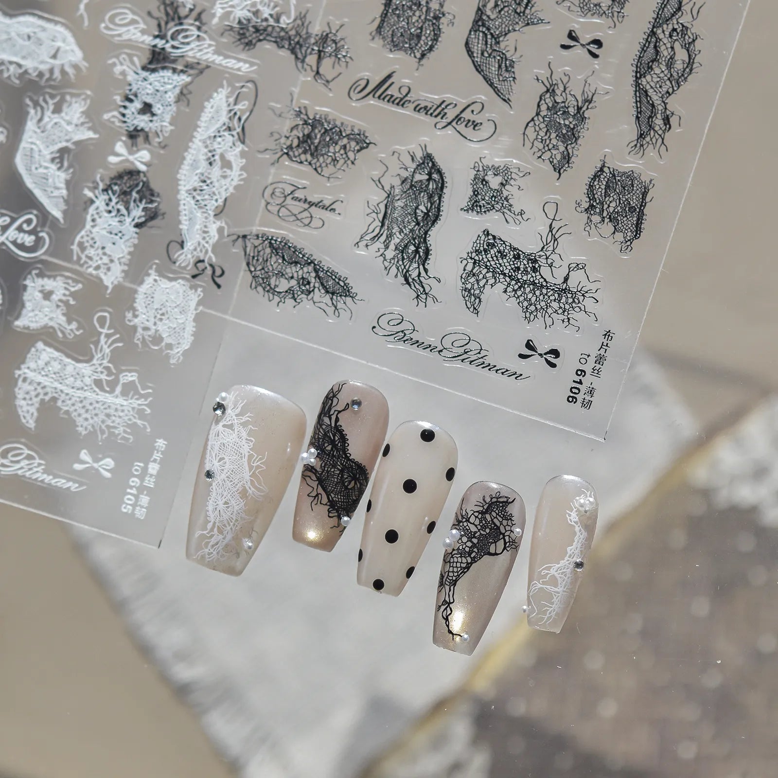 French Lace Butterfly Nail Stickers - nail art product image 6