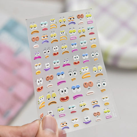 Funny Smile Nail Stickers | Kawaii Cartoon Nail Art Decals - image 2