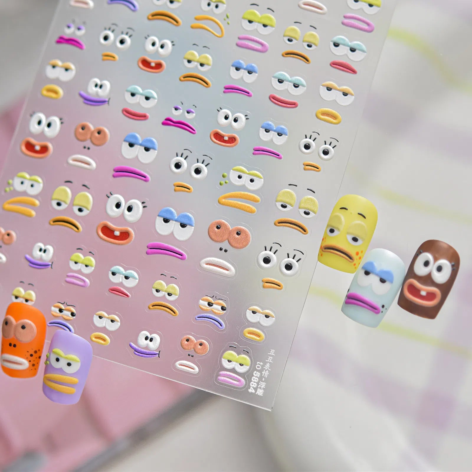 Funny Smile Nail Stickers | Kawaii Cartoon Nail Art Decals - image 3