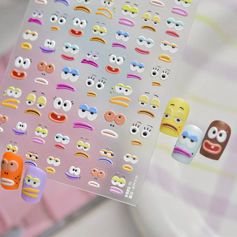 Funny Smile Nail Stickers | Kawaii Cartoon Nail Art Decals - image 3