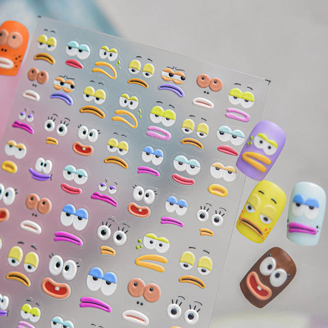 Funny Smile Nail Stickers | Kawaii Cartoon Nail Art Decals - image 4