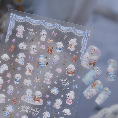 Garden Sheep Nail Stickers | Kawaii Floral Nail Art Decals - image 4