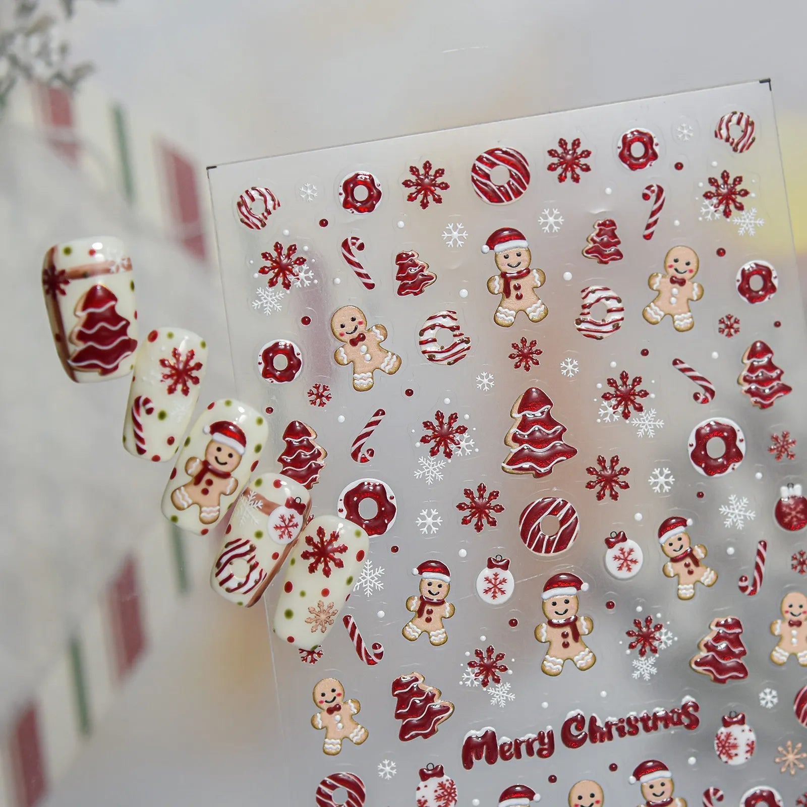 Gingerbread Christmas Nail Stickers - nail art product image 1