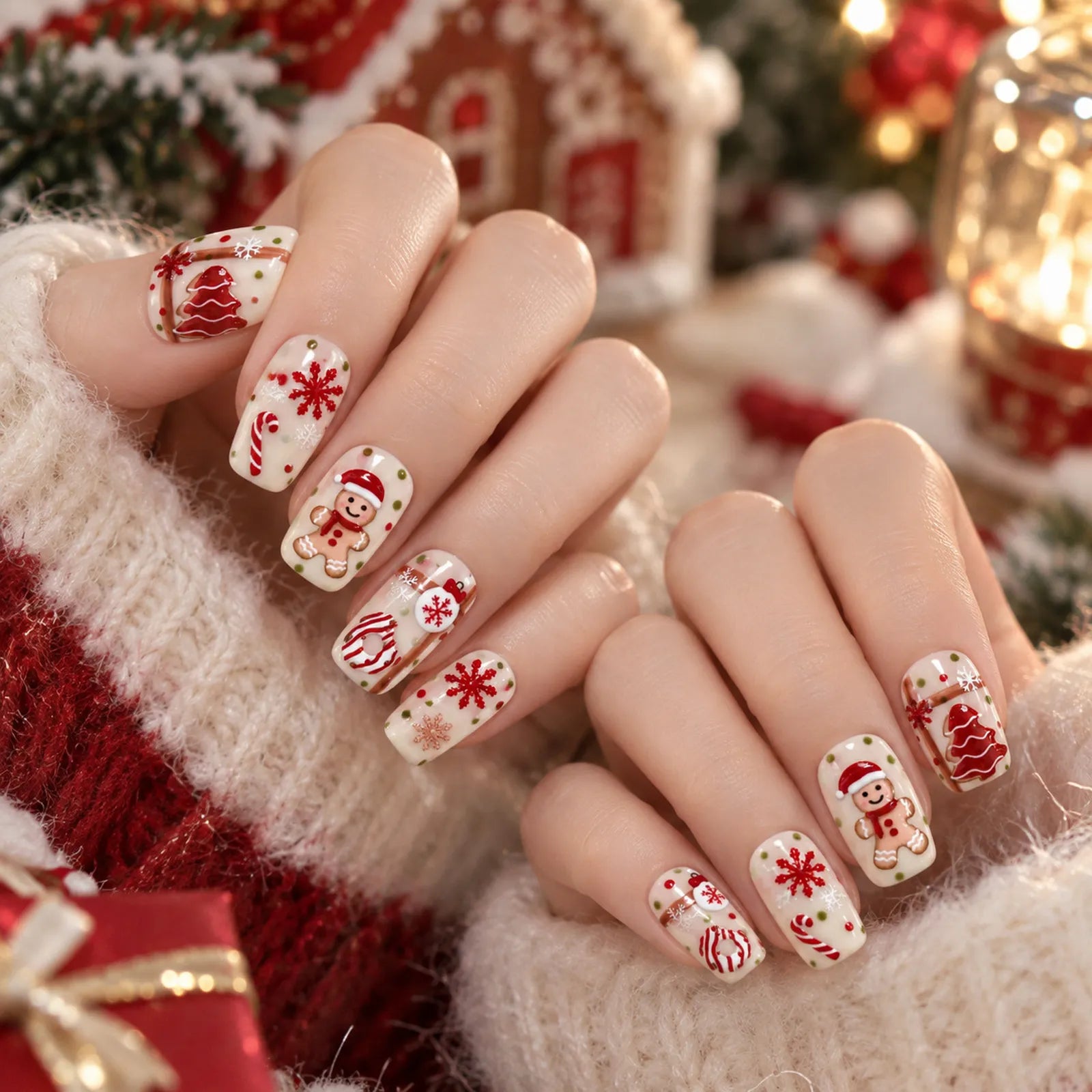 Gingerbread Christmas Nail Stickers - nail art product image 2