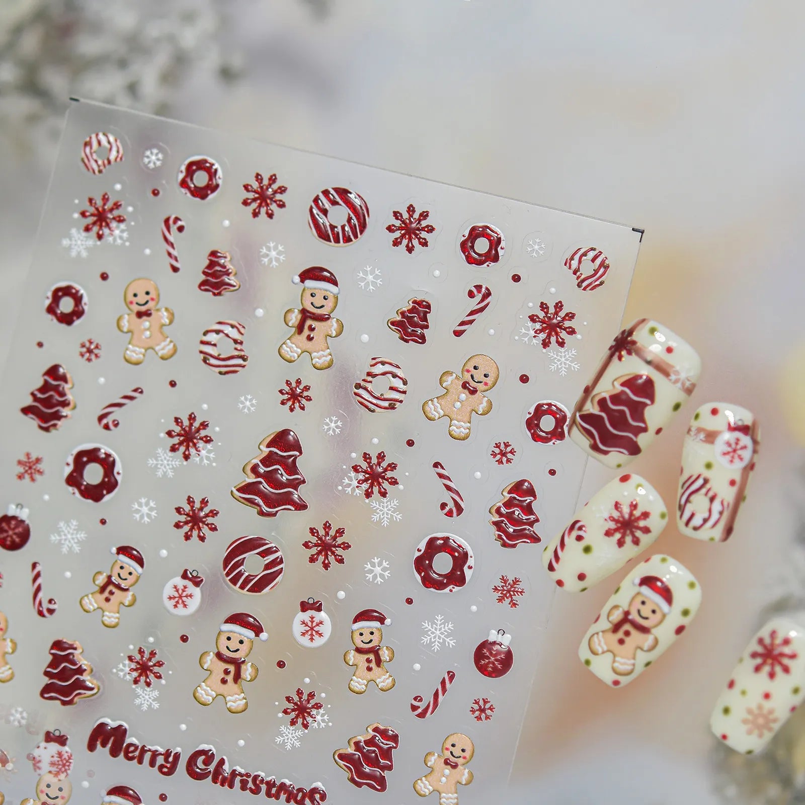 Gingerbread Christmas Nail Stickers - nail art product image 4