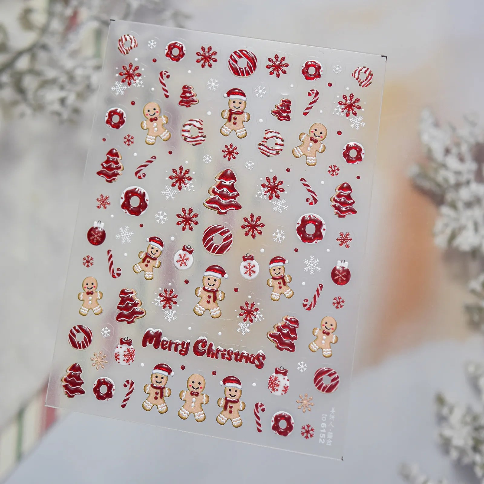 Gingerbread Christmas Nail Stickers | Cute Holiday Nail Art Decals image