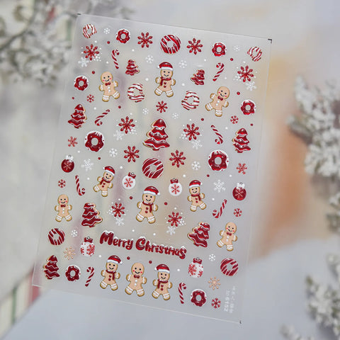 Gingerbread Christmas Nail Stickers | Cute Holiday Nail Art Decals image
