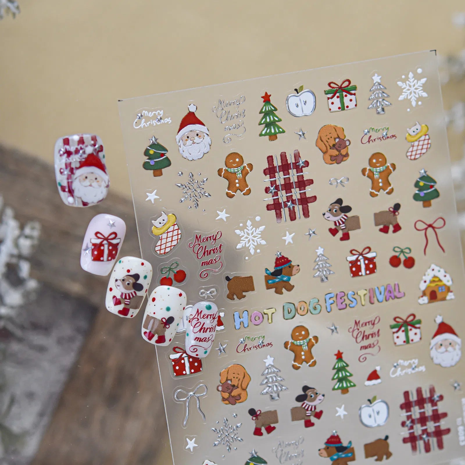 Gingerbread Man Nail Stickers | Christmas Nail Art Decals - image 3