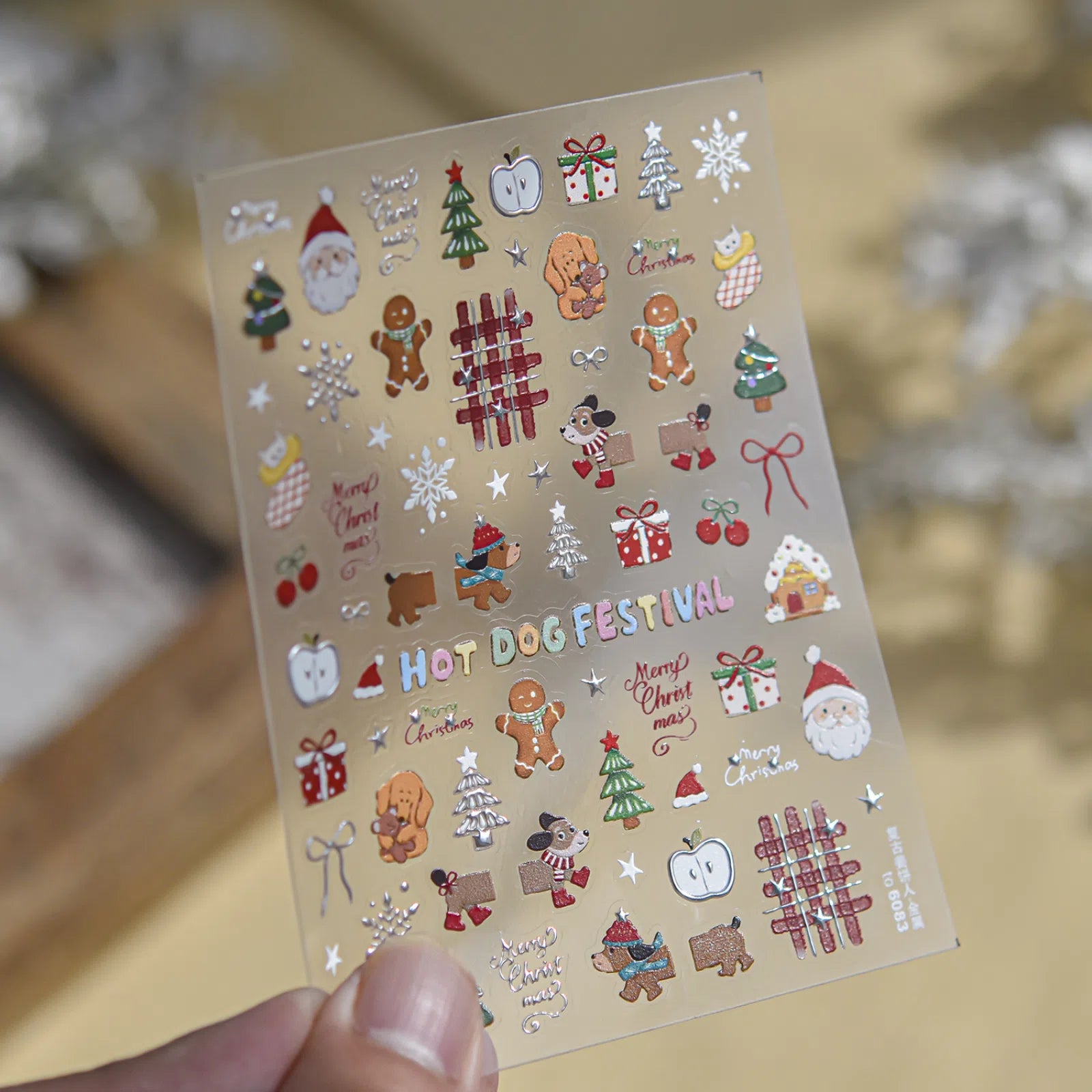 Gingerbread Man Nail Stickers | Christmas Nail Art Decals image