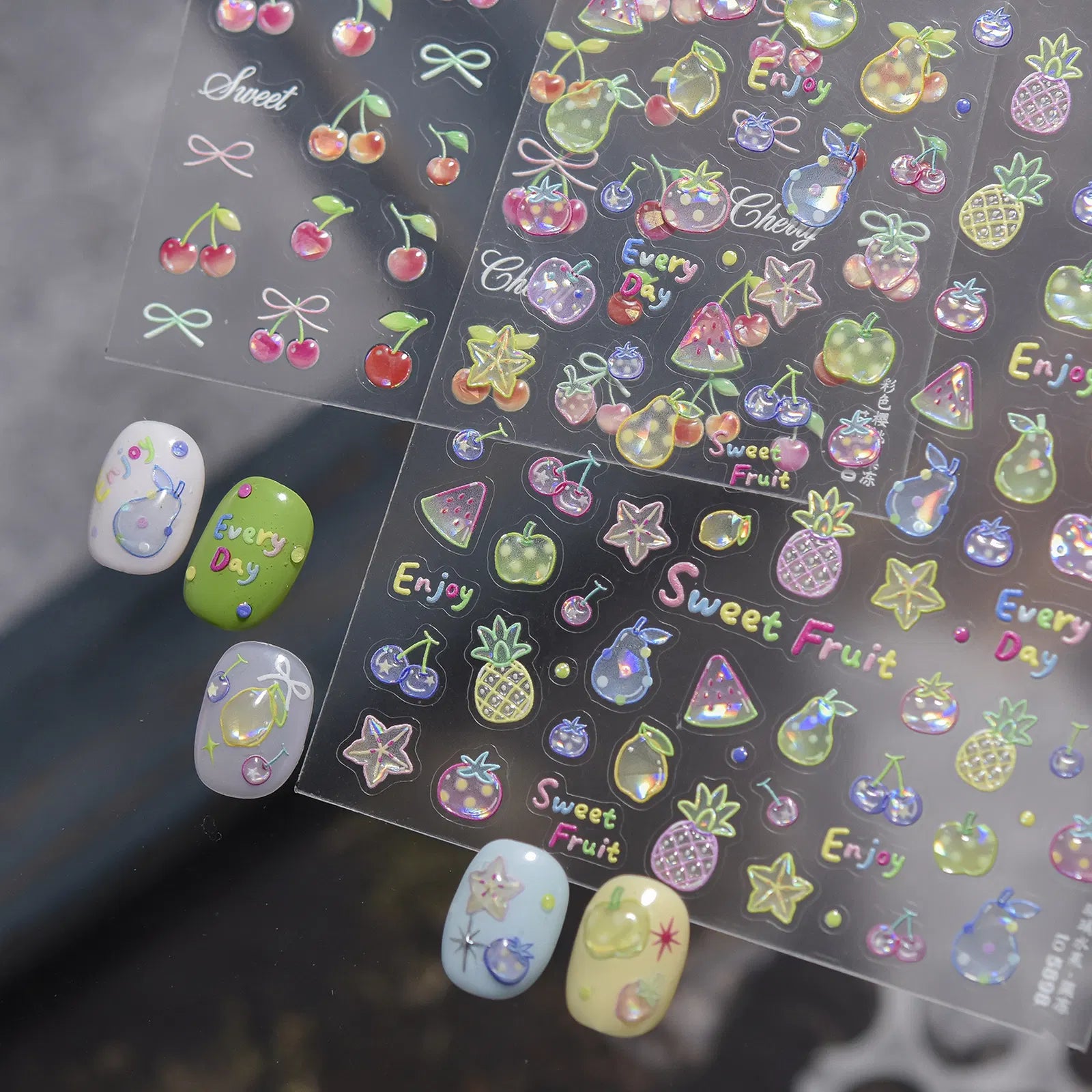 Glass Fruit Nail Stickers | Summer Jelly Nail Art Decals - image 1