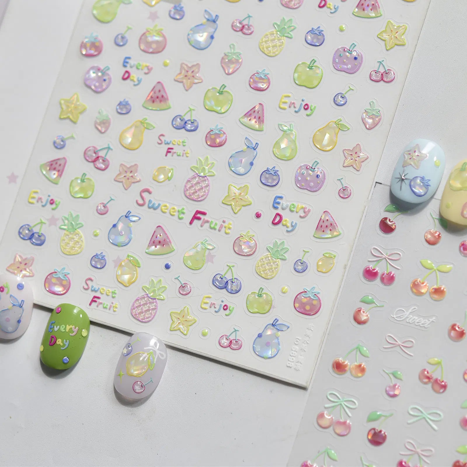 Glass Fruit Nail Stickers | Summer Jelly Nail Art Decals - image 2