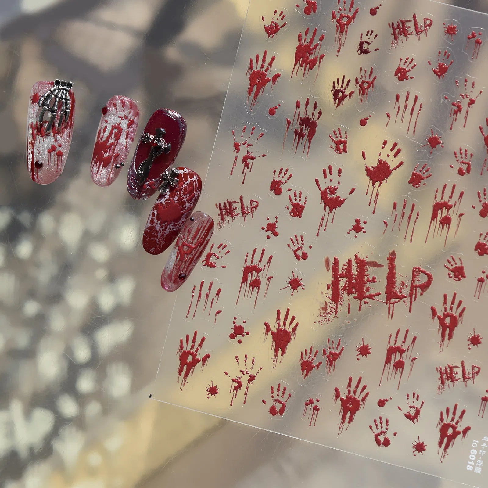 Glow Halloween Handprint Nail Stickers | Spooky Nail Art Decals - image 2