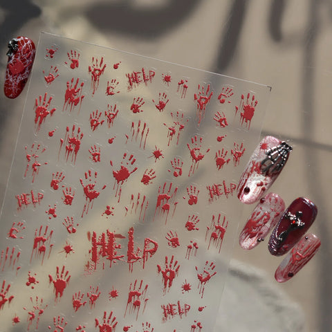 Glow Halloween Handprint Nail Stickers | Spooky Nail Art Decals - image 4